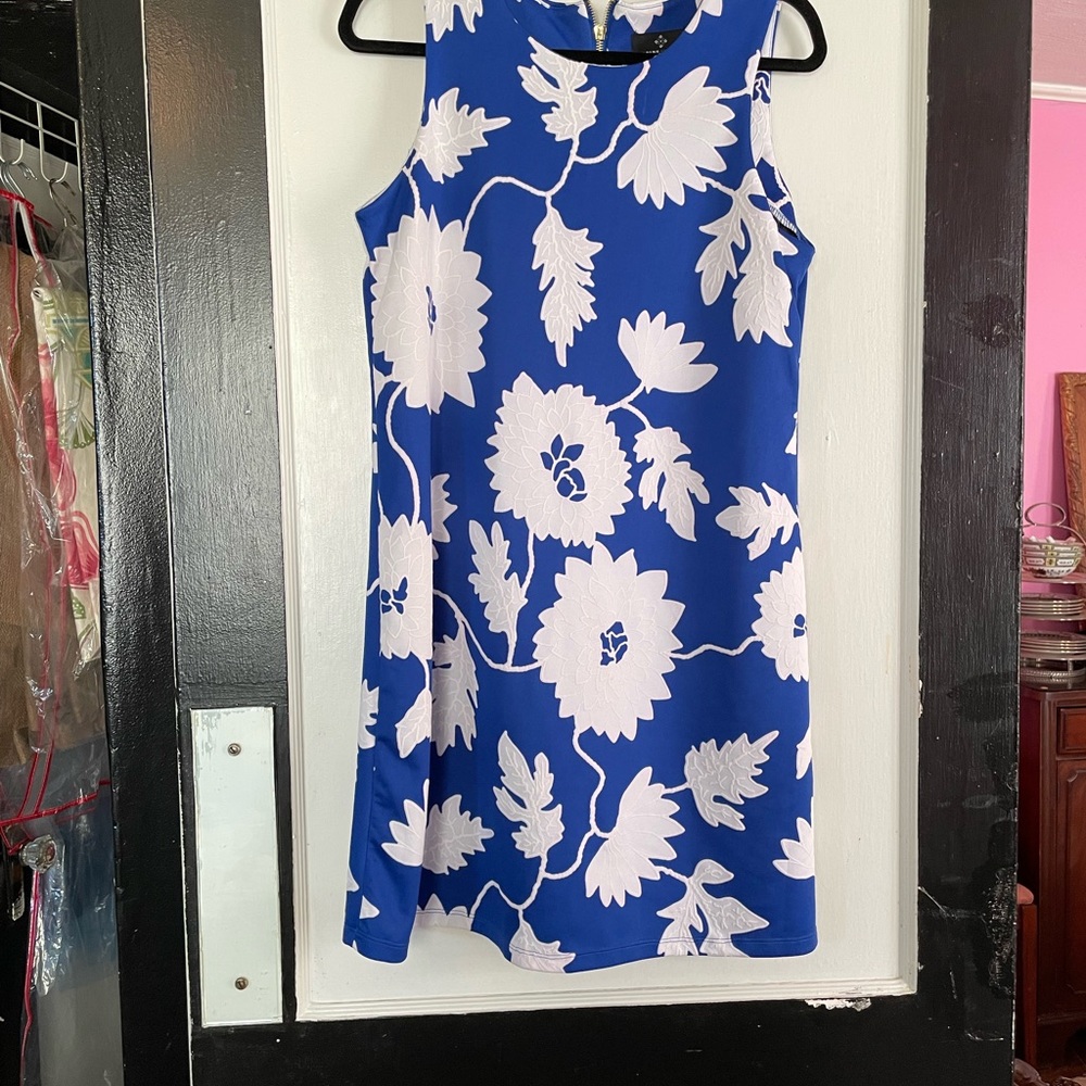 Cobalt blue and whit shift dress